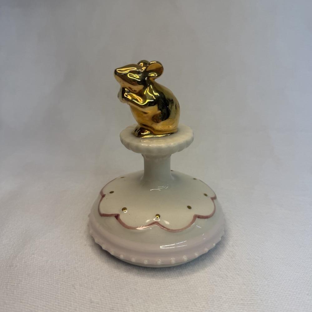Anthropologie Philomena Cookie Press Stamp Gold Ceramic Mouse Christmas